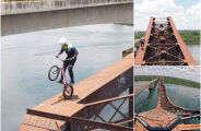 Atleta de Bike Trial manobra em ponte de MS e viraliza no Tik Tok