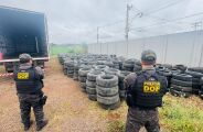 DOF apreende caminh&atilde;o "recheado" de pneus na MS-156