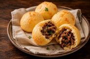 P&atilde;o de queijo com recheio de costela? Aprenda a fazer essa deliciosa receita em casa