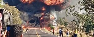 Colis&atilde;o seguida de explos&atilde;o deixa quatro mortos e trava a BR-163 em Bandeirantes