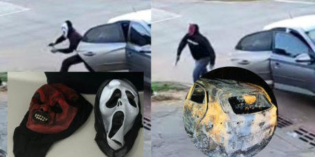 Trio usa m&aacute;scaras de terror em execu&ccedil;&atilde;o, queima carro e, mesmo assim, &eacute; descoberto