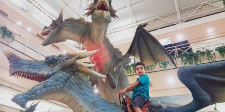 Drag&otilde;es cruzam os c&eacute;us e "invadem" shopping em Campo Grande