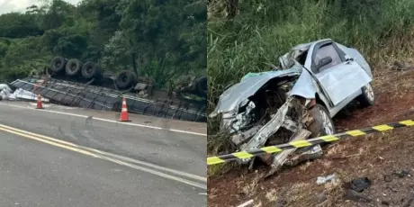 Acidente entre carreta e carro mata homem na BR-163 no interior de MS 