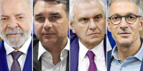 Em cen&aacute;rio de 1&ordm; turno, Lula tem 41%, Fl&aacute;vio, 31%, Caiado, 3% e Renan Santos, 3%