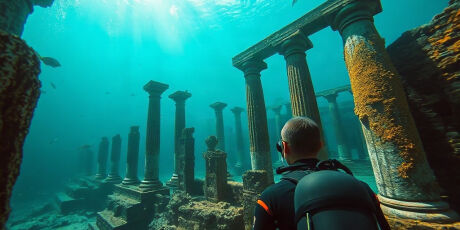 Cidade inteira desapareceu sob o Mediterr&acirc;neo; agora, mergulhadores encontram seus tesouros