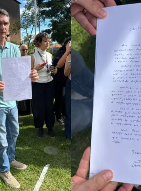 Milei compartilha post de Fl&aacute;vio e bolsonaristas tentam manter pr&eacute;-candidatura