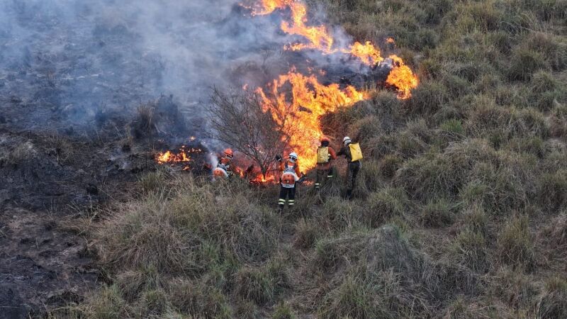 Bombeiros atuam para apagar incêndios em várias regiões do Pantanal de Mato Grosso do Sul