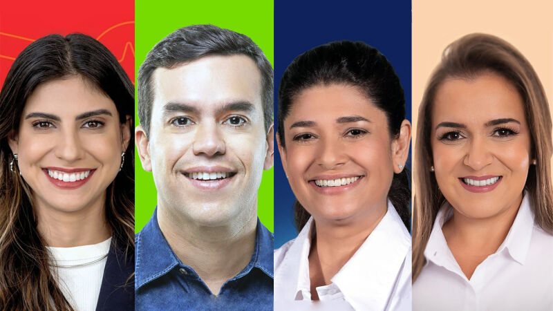 Os candidatos Camila Jara (PT), Beto Pereira (PSDB), Rose Modesto (União) e Adriane Lopes (PP)