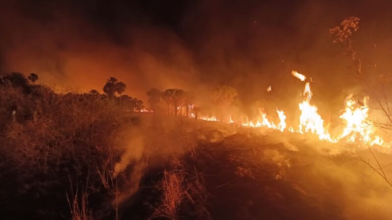 Região do Forte Coimbra, no Pantanal  em chamas no mês de setembro. 