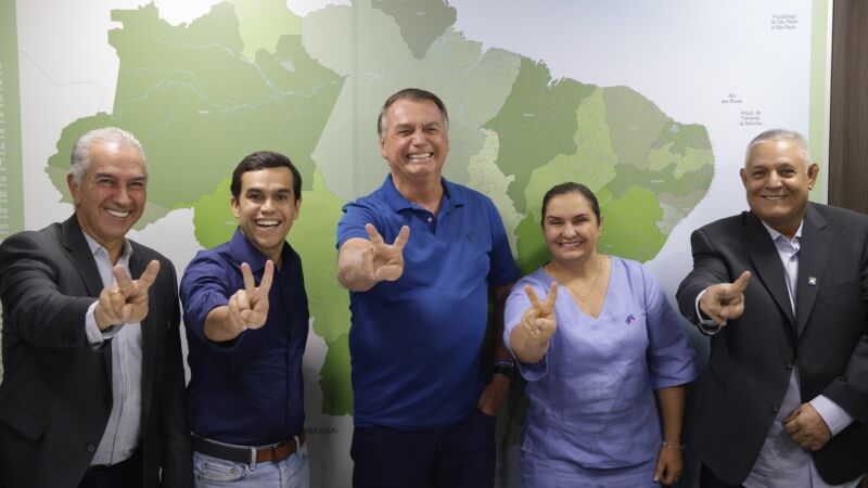 Reinaldo Azambuja, Beto Pereira, Jair Bolsonaro, Coronel Neidy e Tenente Portela em Brasília (DF)