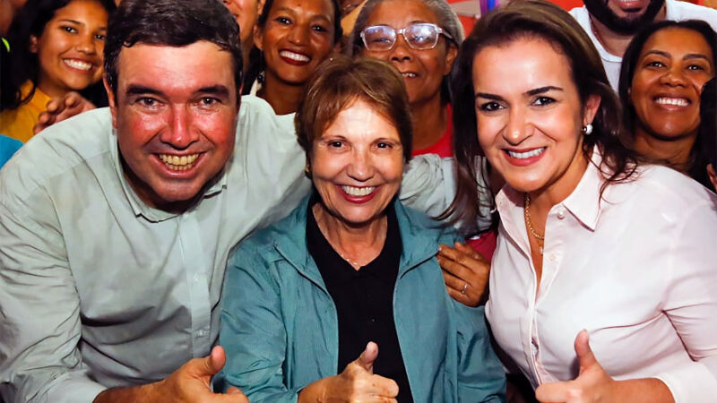 O governador Eduardo Riedel, a senadora Tereza Cristina e a prefeita Adriane Lopes em 2022