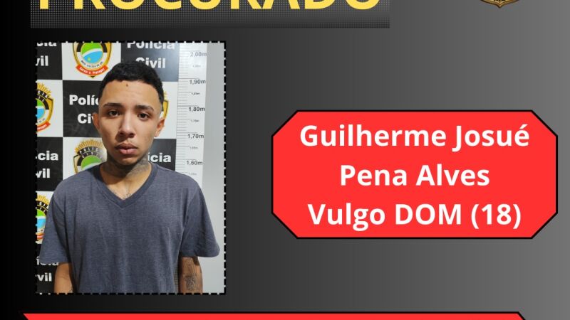 Guilherme Josué Pena Alves, de 18 anos, é procurado pela polícia