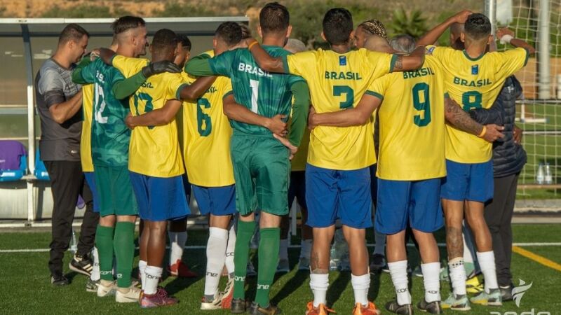 Jogadores da seleção brasileira de futebol para pessoas com paralisia cerebral, na Espanha 