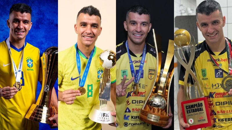 Marcênio e seus quatro títulos nesta temporada: Copa América, Copa do Mundo, Liga Nacional e Catarinense