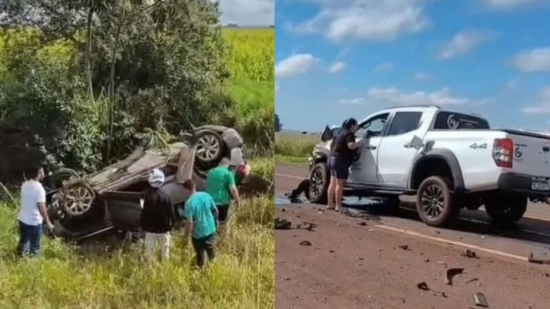 Caminhonete e veículo de passeio colidiram na BR-463