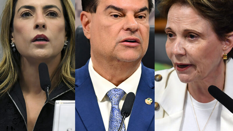 Senadores Soraya Thronicke (Podemos), Nelsinho Trad (PSD) e Tereza Cristina (PP)