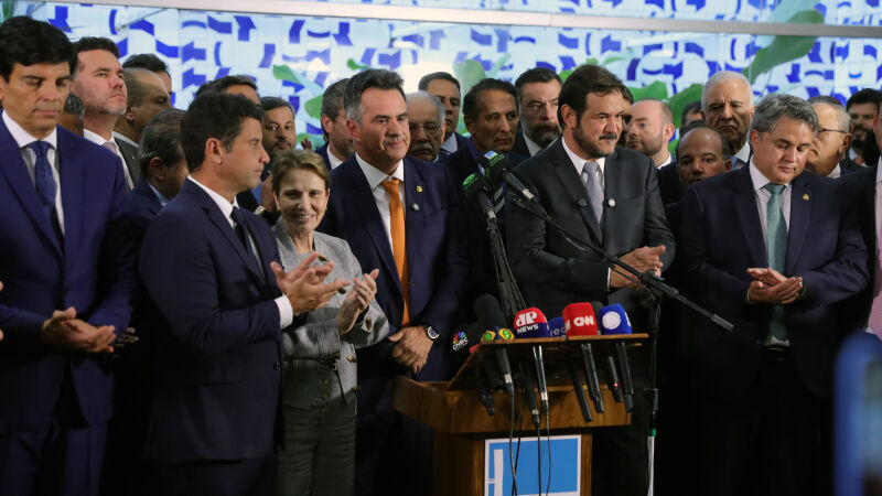 A senadora Tereza Cristina durante reunião das lideranças do PP e do União Brasil em Brasília (DF)