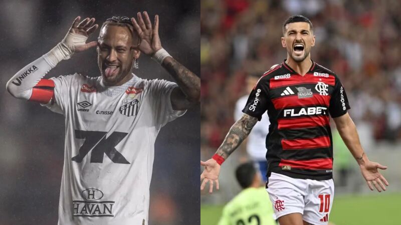 Neymar e De Arrascaeta são os destaques individuais de Santos e Flamengo na temporada