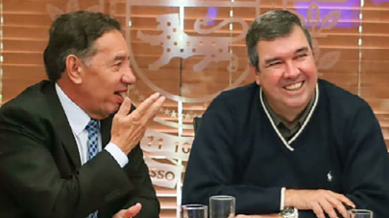 O presidente da Assembleia Legislativa, Gerson Claro (PP), e o governador Eduardo Riedel (PSDB)