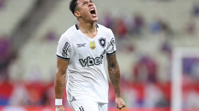 Matheus Martins foi o autor do quinto gol do Botafogo contra o Fortaleza neste sábado