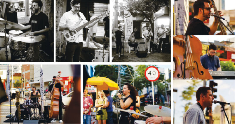 A partir do alto, à esquerda, no sentido horário: Adriel Santos; Gabriel Basso; Bianca Bacha, Ana Ferreira, Junior Matos e Gabriel Basso; Juninho MPB, Junior Juba e Leo Cavallini; Franciella Cavalheri; e Matheus Yule e Juninho MPB