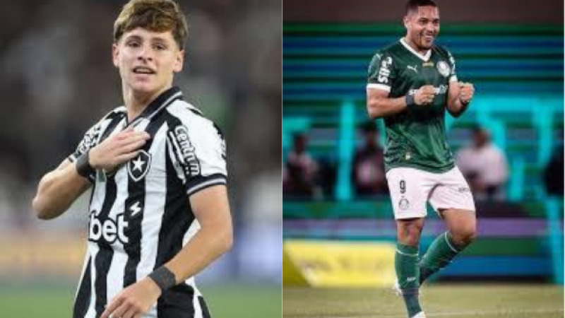 O argentino Álvaro Montoro, do Botafogo, e Vitor Roque do Palmeiras