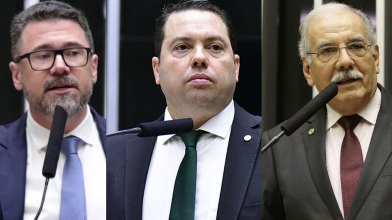 Deputados federais de MS da esquerda para a direita: Marcos Pollon (PL), Rodolfo Nogueira (PL) e Luiz Ovando (PP)