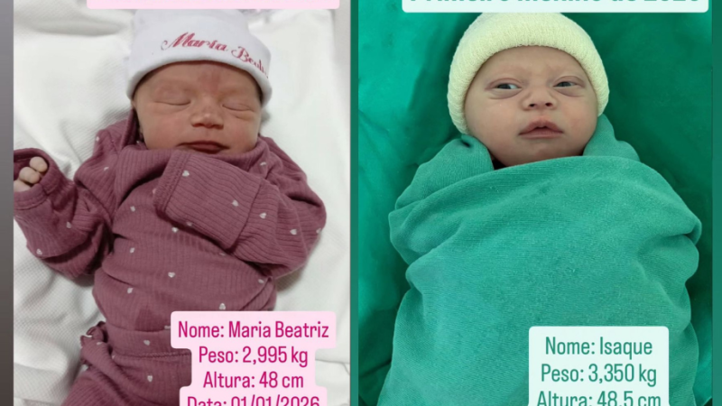 Primeiros bebês de 2026 nascem no mesmo minuto em Campo Grande