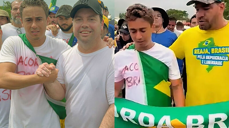 Nikolas Ferreira com o deputado federal Rodolfo Nogueira e com o ex-deputado Capitão Contar