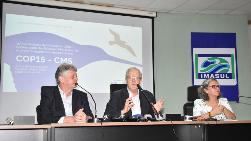 Coletiva de imprensa sobre a COP 15, que será sediada por Campo Grande em março