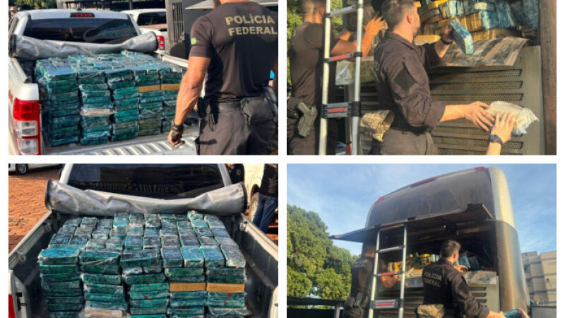 Carga foi apreendida na manhã desta sexta-feira em um ônibus de turismo que seguia ao Brasil 