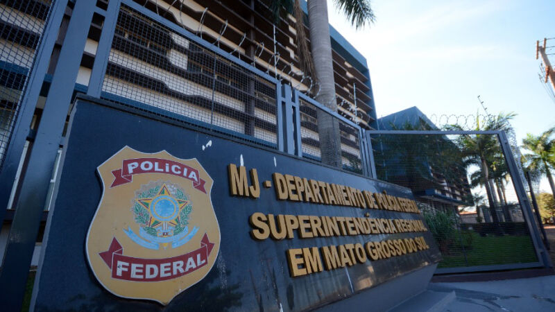 Fachada da Superintendência da PF em MS