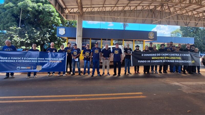 Agentes federais protestaram em Terenos nesta sexta-feira