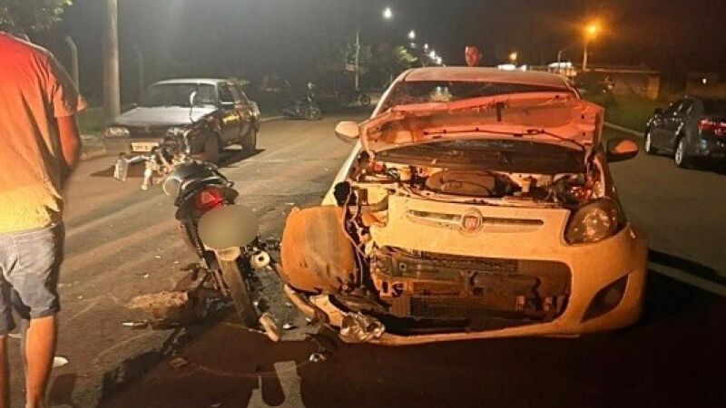 Acidente foi registrado na rua Mato Grosso em Sidrolândia
