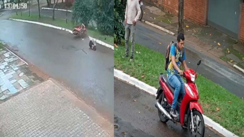 Imagens de circuito de videomonitoramento captaram tanto o momento do acidente, como a própria fisionomia do indivíduo
