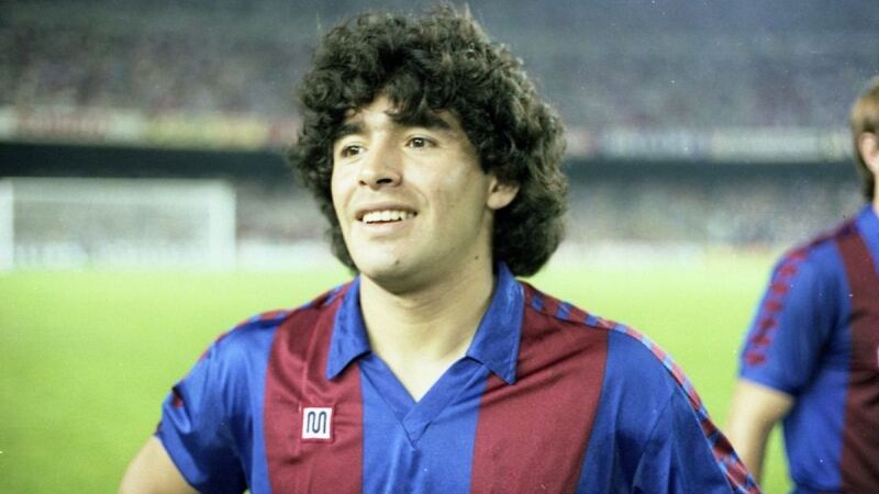 Maradona na época de Barcelona, durante a década de 1980