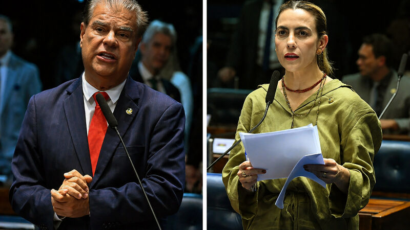 Os senadores sul-mato-grossenses Nelsinho Trad (PSD) e Soraya Thronicke (PSB) no plenário