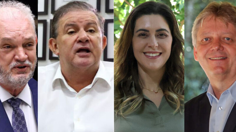 O deputado federal Geraldo Resende e os ex-secretários Eduardo Rocha, Viviane Luiza e Jaime Elias Verruck