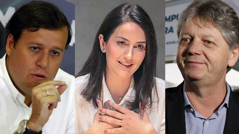 O ex-secretário Felipe Mattos, a vice-prefeita Gianni Nogueira e o ex-secretário Jaime Verruck