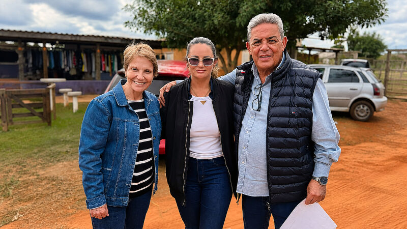 Pré-candidato a deputado estadual pelo PP, Marco Aurélio Santullo durante agenda política com a senadora Tereza Cristina