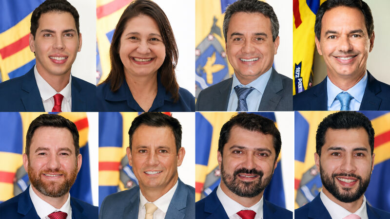Os vereadores Jean, Luiza, Landmark, Marquinhos, Maicon, Salineiro, Flávio Cabo Almi e Fábio Rocha