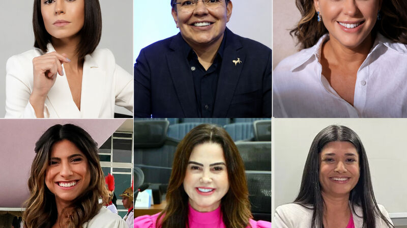 As pré-candidatas Luana Ruiz, Isa Marcondes, Viviane Luiza, Camila Jara, Mara Caseiro e Rose Modesto