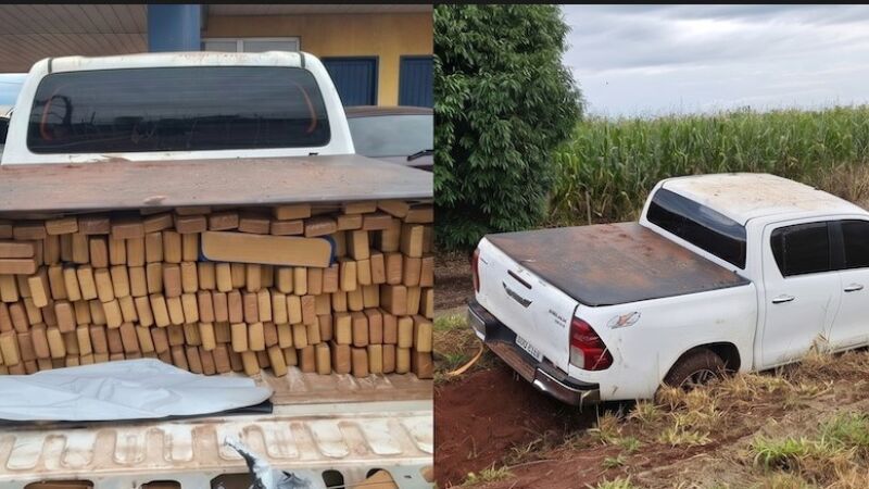 PRF encontrou caminhonete recheada de drogas a margens da rodovia e suspeitos fugiram para milharal