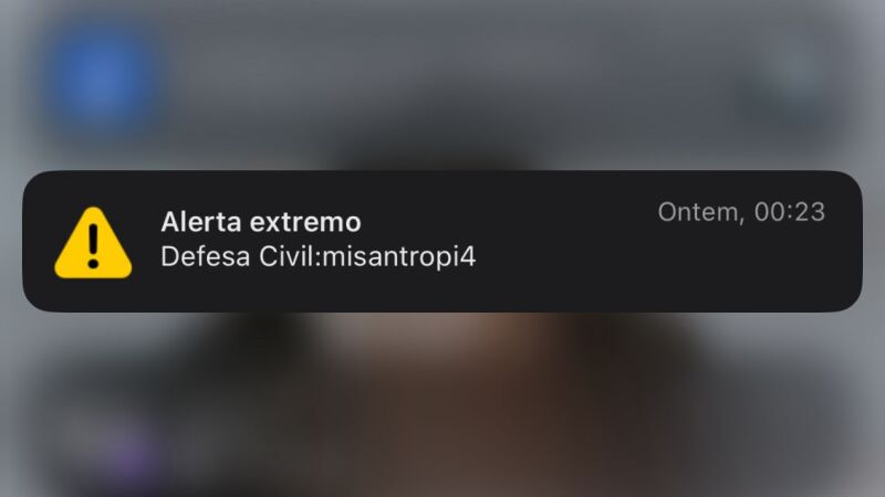 Alerta chegou aos celulares de Campo Grande pouco antes da 1 hora da manhã de sábado (20)
