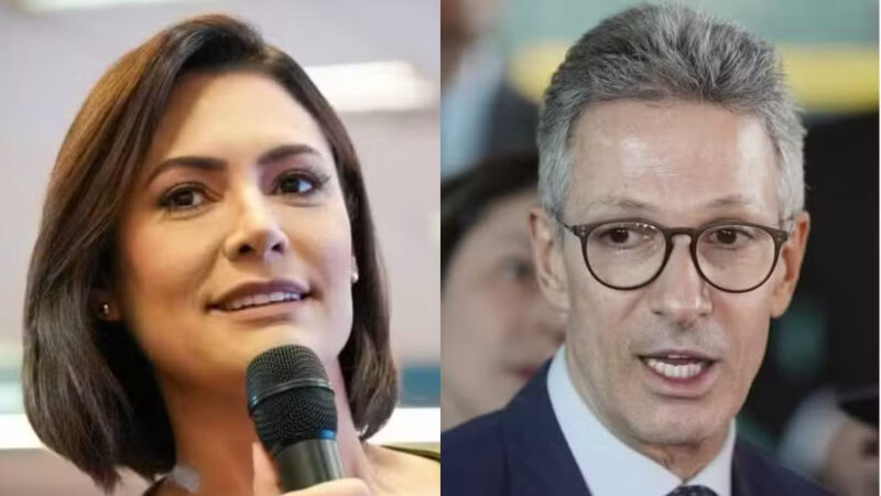 Michelle Bolsonaro e Romeu Zema 