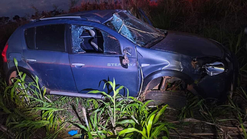 Acidente aconteceu entre os quilômetros 18 e 20 da MS-352, em Terenos, durante a madrugada deste domingo (9)