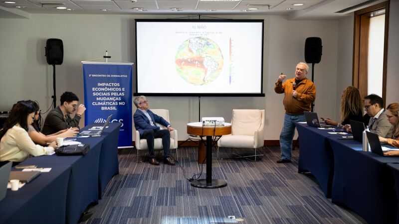 Pesquisador Eduardo Assad durante evento do Instituto Clima e Sociedade
