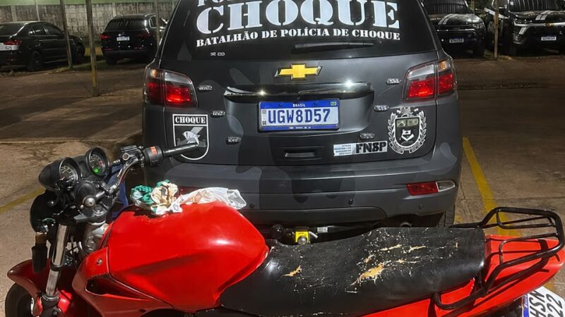 Moto usada no crime foi apreendida pelos policias militares do Batalhão de Choque