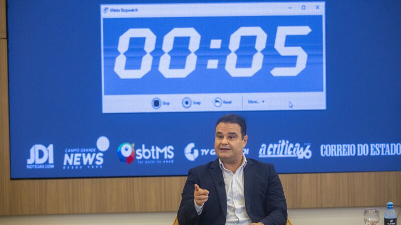 O ex-deputado federal Fábio Trad, candidato a governador pelo PT, em sabatina realizada por seis veículos