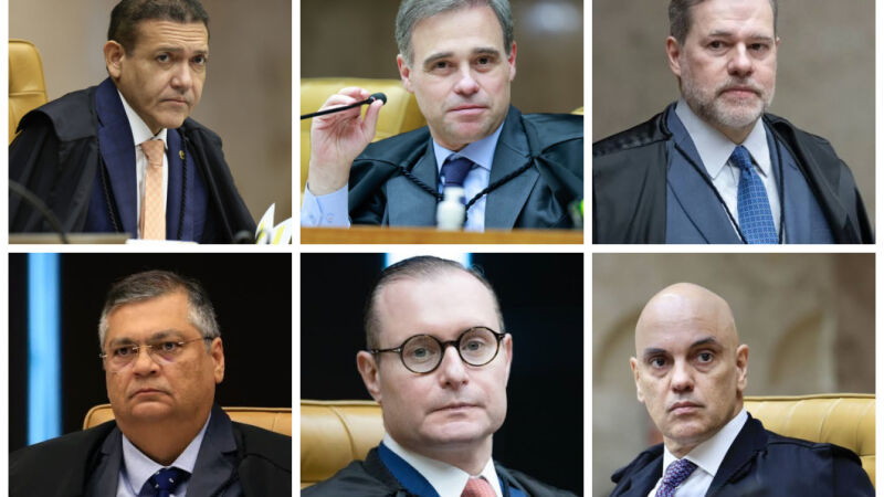 Kassio Nunes Marques, André Mendonça, Dias Toffoli, Flávio Dino, Cristiano Zanin, Alexandre de Moraes 